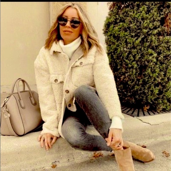 JOIE Sherpa Teddi fleece tan oversized Shacket - Picture 13 of 13